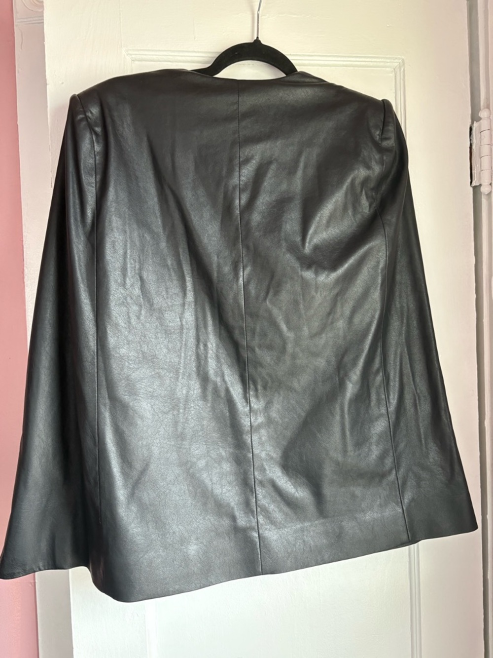 BCBGMaxAzria Black Faux Leather Open-Front Blazer - Picture 6 of 6